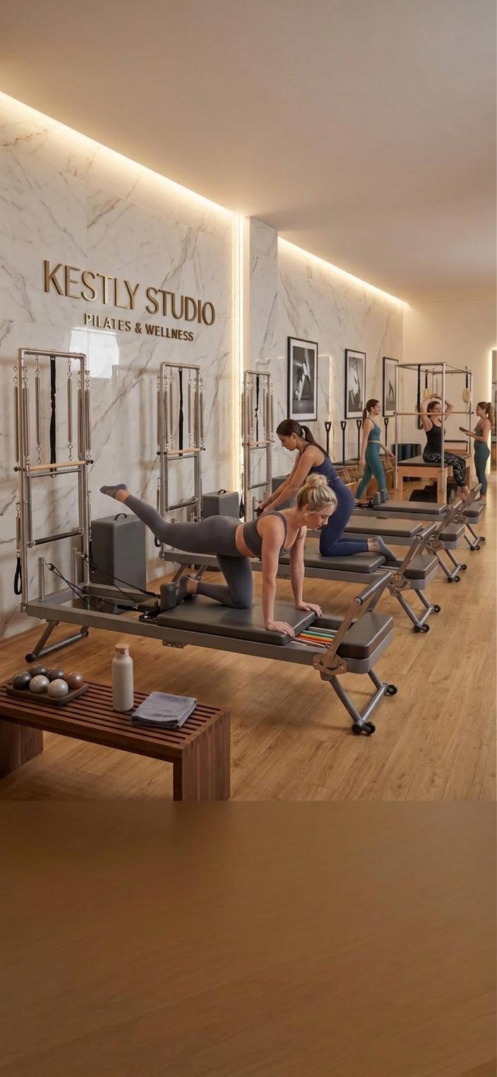 Kestly Studio interior with Pilates reformers and wellness equipment